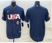 Men's USA Baseball Blank 2023 Navy World Baseball Classic Stitched Jerseys