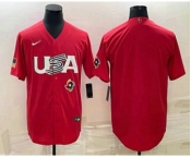 Men's USA Baseball Blank 2023 Red World Classic Stitched Jersey