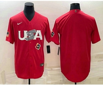 Men's USA Baseball Blank 2023 Red World Classic Stitched Jersey