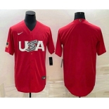 Men's USA Baseball Blank 2023 Red World Classic Stitched Jerseys