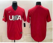 Men's USA Baseball Blank 2023 Red World Classic Stitched Jerseys