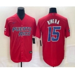 Men's Puerto Rico Baseball #15 Emmanuel Rivera 2023 Red World Classic With Patch Stitched Jersey