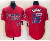 Men's Puerto Rico Baseball #15 Emmanuel Rivera Number 2023 Red World Classic With Patch Stitched Jersey1