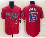 Men's Puerto Rico Baseball #15 Emmanuel Rivera Number 2023 Red World Classic With Patch Stitched Jerseys