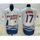 Men's Puerto Rico Baseball #17 Jose Berrios 2023 White World Baseball Classic Stitched Jersey