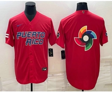 Men's Puerto Rico Baseball 2023 Red World Baseball Big Logo With Patch Classic Stitched Jerseys