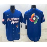 Men's Puerto Rico Baseball 2023 Royal World Big Logo With Patch Classic Stitched Jersey