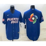 Men's Puerto Rico Baseball 2023 Royal World Big Logo With Patch Classic Stitched Jerseys