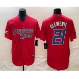 Men's Puerto Rico Baseball #21 Roberto Clemente 2023 Red World Classic Stitched Jerseys