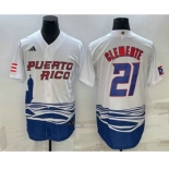 Men's Puerto Rico Baseball #21 Roberto Clemente 2023 White World Baseball Classic Stitched Jerseys