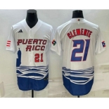 Men's Puerto Rico Baseball #21 Roberto Clemente Number 2023 White World Baseball Classic Stitched Jerseys