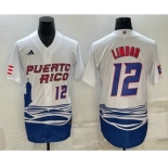 Mens Puerto Rico Baseball #23 Francisco Lindor Number White 2023 World Baseball Classic Stitched Jersey