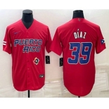 Men's Puerto Rico Baseball #39 Edwin Diaz 2023 Red World Baseball Classic Stitched Jerseys