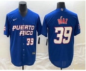 Men's Puerto Rico Baseball #39 Edwin Diaz Number 2023 Blue World Baseball Classic Stitched Jersey