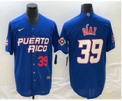 Men's Puerto Rico Baseball #39 Edwin Diaz Number 2023 Blue World Baseball Classic Stitched Jerseys