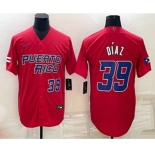 Mens Puerto Rico Baseball #39 Edwin Diaz Number 2023 Red World Baseball Classic Stitched Jersey