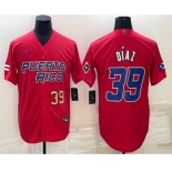 Men's Puerto Rico Baseball #39 Edwin Diaz Number 2023 Red World Baseball Classic Stitched Jerseys