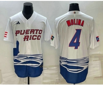 Men's Puerto Rico Baseball #4 Carlos Correa 2023 White World Baseball Classic Stitched Jerseys