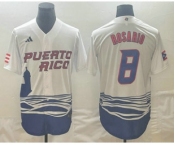 Men's Puerto Rico Baseball #8 Eddie Rosario 2023 White World Classic Stitched Jersey