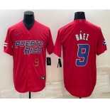 Men's Puerto Rico Baseball #9 Javier Baez Number 2023 Red World Baseball Classic Stitched Jersey