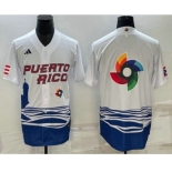 Men's Puerto Rico Baseball Big Logo White 2023 World Baseball Classic Stitched Jerseys