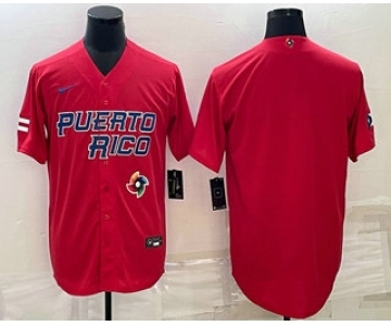 Men's Puerto Rico Baseball Blank 2023 Red World Baseball Classic Stitched Jersey