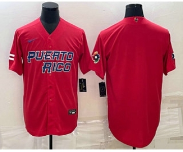 Men's Puerto Rico Baseball Blank 2023 Red World Baseball Classic Stitched Jerseys