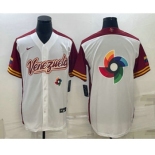 Men's Venezuela Baseball 2023 White World Big Logo With Patch Classic Stitched Jersey