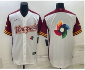 Men's Venezuela Baseball 2023 White World Big Logo With Patch Classic Stitched Jersey