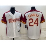 Men's Venezuela Baseball #24 Miguel Cabrera 2023 White World Baseball Classic Stitched Jersey