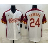 Men's Venezuela Baseball #24 Miguel Cabrera 2023 White World Classic Stitched Jersey