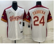 Men's Venezuela Baseball #24 Miguel Cabrera 2023 White World Classic Stitched Jersey