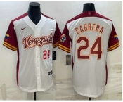 Men's Venezuela Baseball #24 Miguel Cabrera Number 2023 White World Classic Stitched Jersey