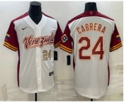 Men's Venezuela Baseball #24 Miguel Cabrera Number 2023 White World Classic Stitched Jerseys