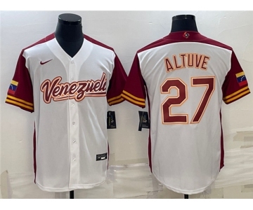 Men's Venezuela Baseball #27 José Altuve 2023 White World Baseball Classic Stitched Jersey