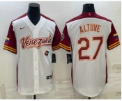 Men's Venezuela Baseball #27 Jose Altuve 2023 White World Baseball Classic Stitched Jersey