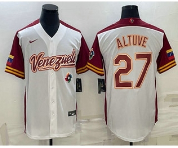 Men's Venezuela Baseball #27 Jose Altuve 2023 White World Baseball Classic Stitched Jersey