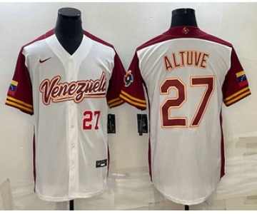 Men's Venezuela Baseball #27 Jose Altuve Number 2023 White World Baseball Classic Stitched Jersey1