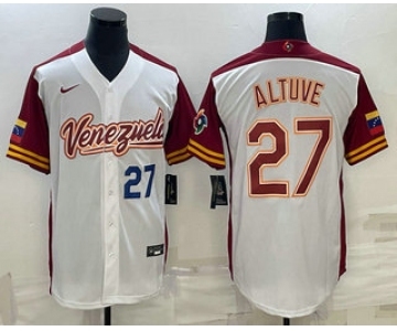 Men's Venezuela Baseball #27 Jose Altuve Number 2023 White World Baseball Classic Stitched Jersey