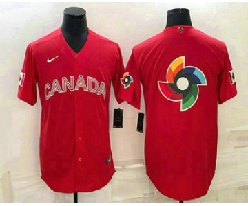 Men's Canada Baseball 2023 Red World Big Logo With Patch Classic Stitched Jerseys