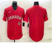 Men's Canada Baseball Blank 2023 Red World With Patch Classic Stitched Jersey