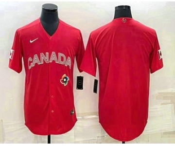 Men's Canada Baseball Blank 2023 Red World With Patch Classic Stitched Jersey