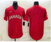 Men's Canada Baseball Blank 2023 Red World With Patch Classic Stitched Jerseys