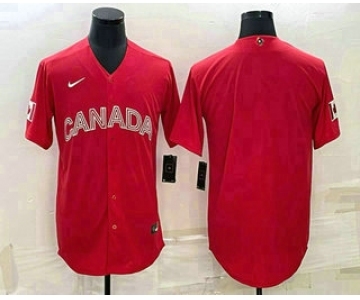 Men's Canada Baseball Blank 2023 Red World With Patch Classic Stitched Jerseys