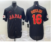 Men's Japan Baseball #16 Shohei Ohtani 2023 Black World Classic Stitched Jersey