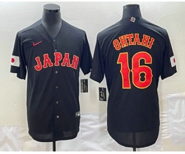 Men's Japan Baseball #16 Shohei Ohtani 2023 Black World Classic Stitched Jersey