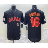 Men's Japan Baseball #16 Shohei Ohtani 2023 Black World Classic Stitched Jerseys