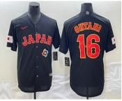 Men's Japan Baseball #16 Shohei Ohtani 2023 Black World Classic Stitched Jerseys