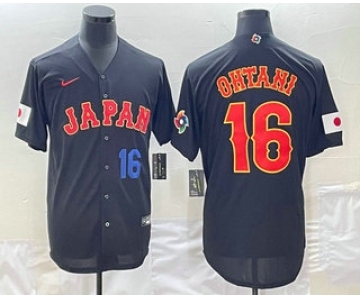 Men's Japan Baseball #16 Shohei Ohtani Number 2023 Black World Classic Stitched Jersey1