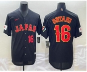 Men's Japan Baseball #16 Shohei Ohtani Number 2023 Black World Classic Stitched Jersey